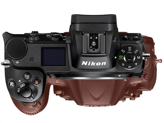 Nikon z7 Mirrorless camera no dual card slot size vs Nikon d500 top