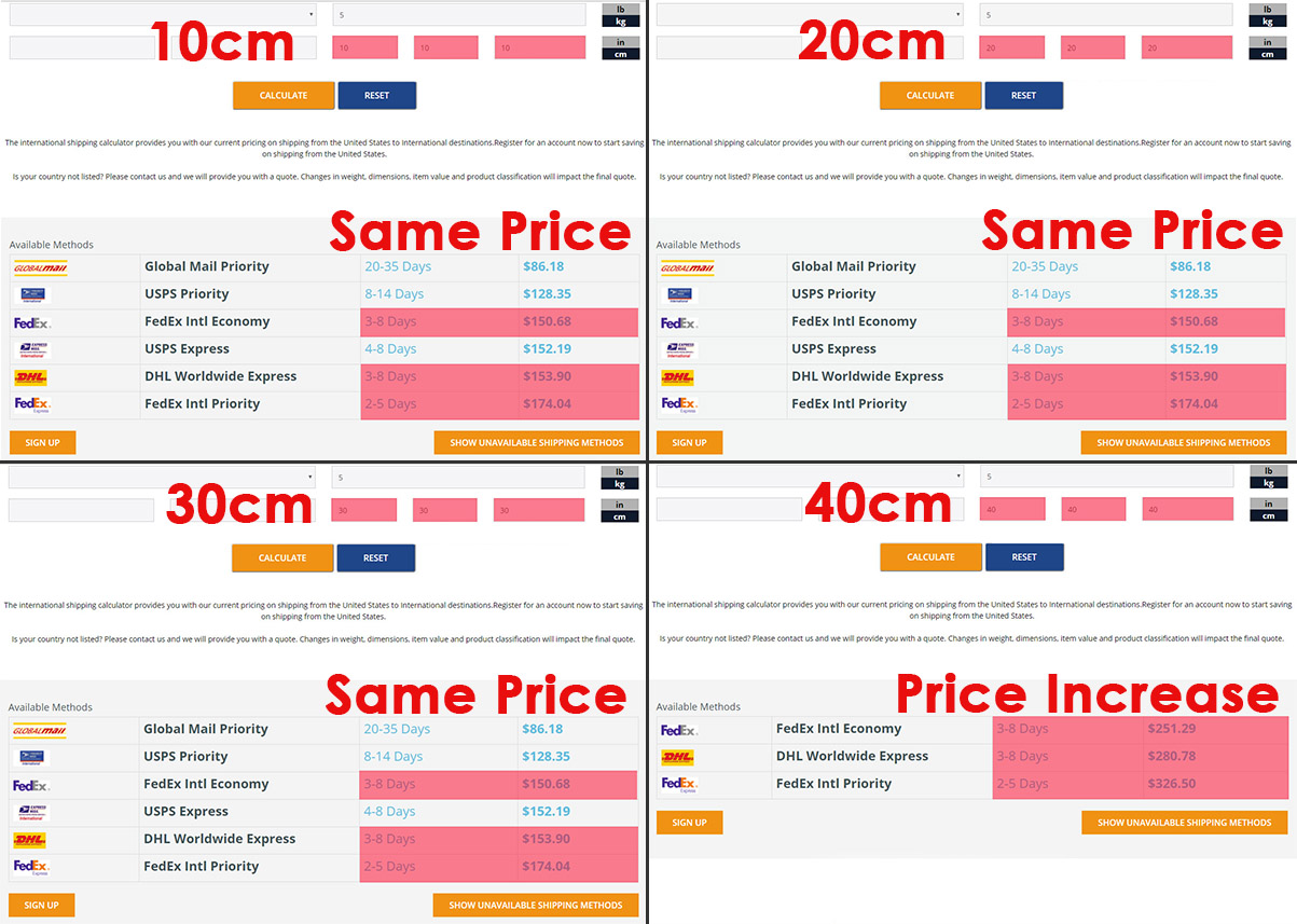 How To Buy From Amazon From A Different Country - Shipping Rates 5KG size variations