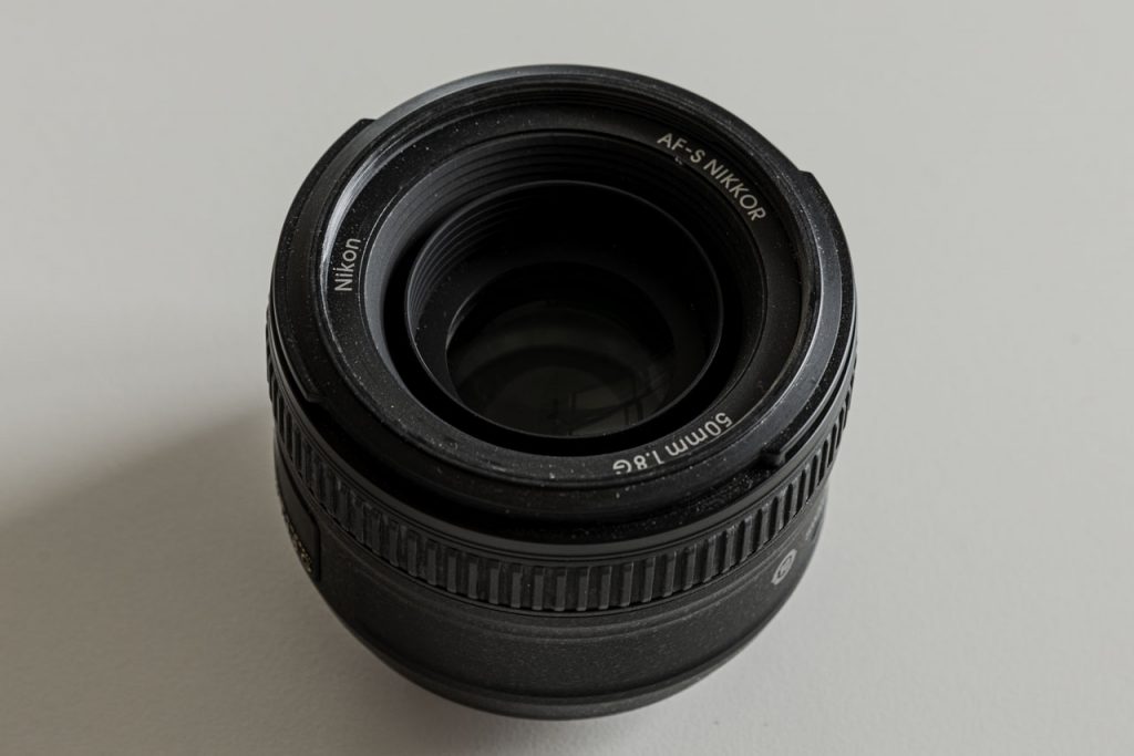 Nikon 50mm f1.8 G lens at 50mm Infinity Focus Top View